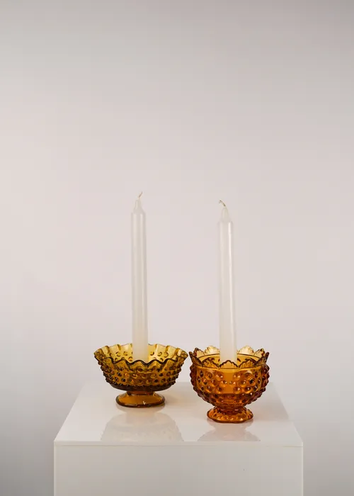 Coloured Vintage Crystal Candle Holders 