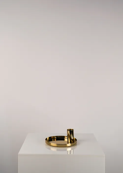 Gold Candle Holder Round Disk