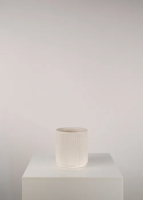 Ribbed White Pot