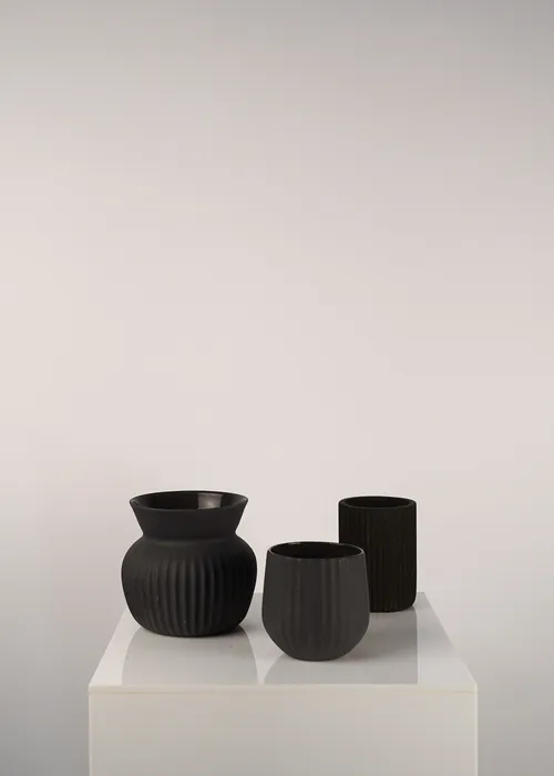 Grey Ribbed Vases