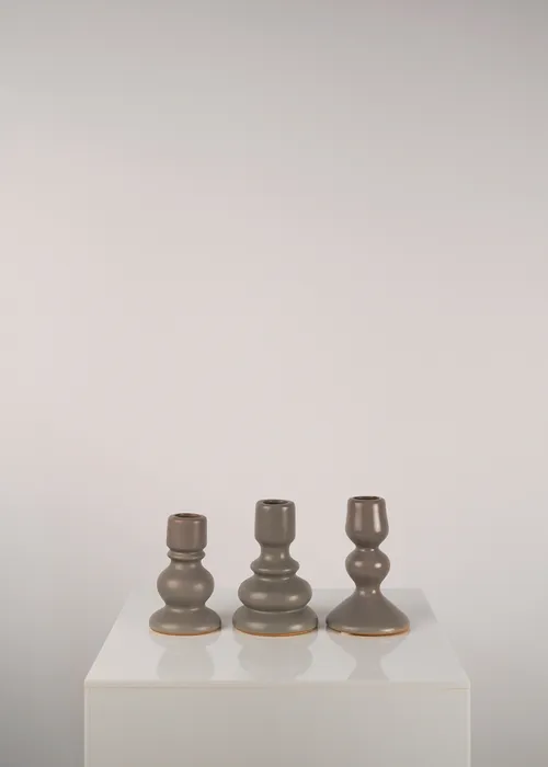 Matte Grey Porcelain Candle Holder