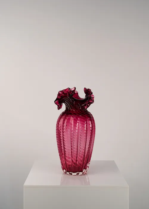 Vintage Glass Cranberry Vases 