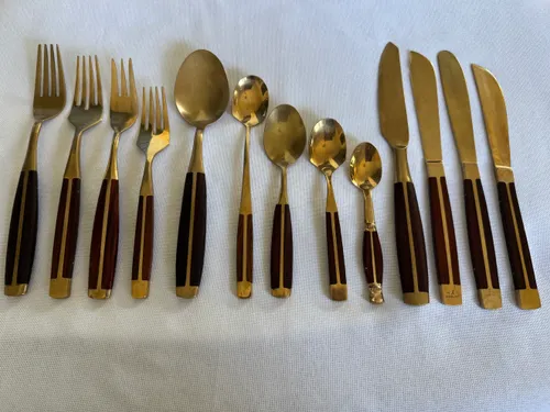 Brass & rosewood flatware