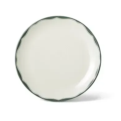 Green scallop band dinner plate