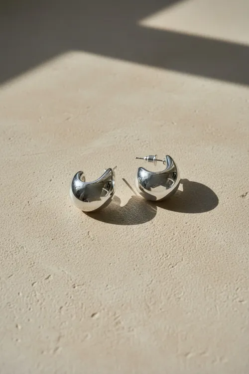 Silver Crescent Earrings