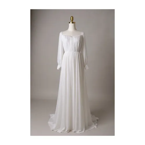 Square-neck chiffon dress