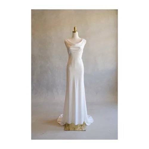 Drape neck satin dress