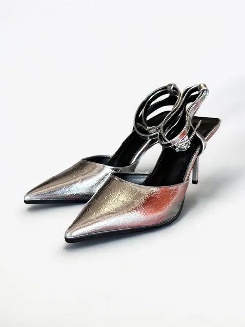 Silver heel shoes