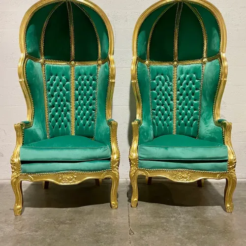 SUEDE FRENCH THRONE BALLOON CHAIR