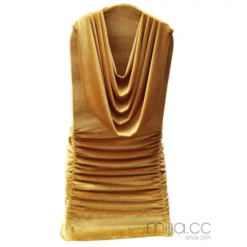 VELVET SWAG BACK CHAIR COVER -  - GOLD