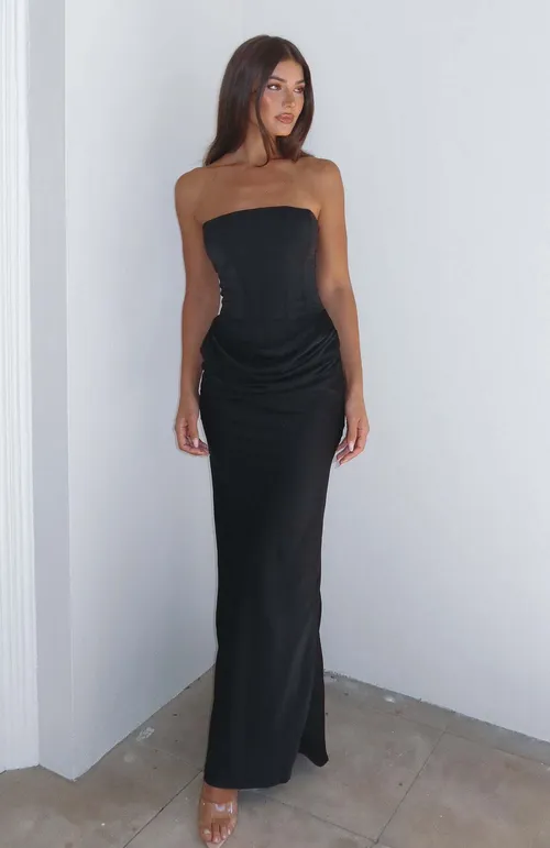 White Fox Love This Feeling Maxi Dress - Black