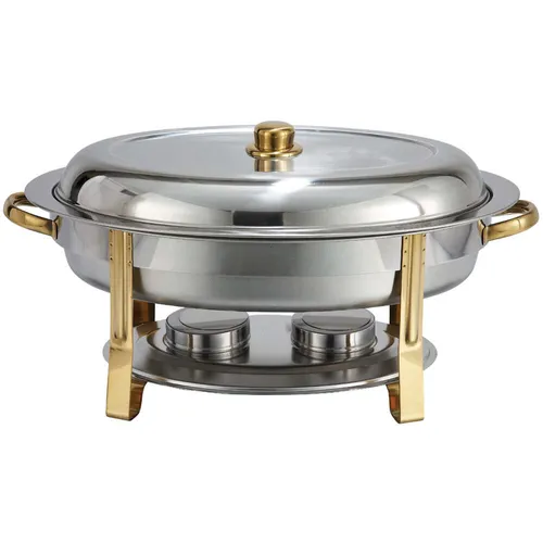 Stainless Oval w/Gold Trim – 6 Quart