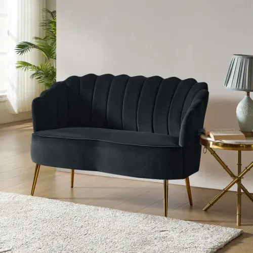 Velvet Loveseat(Black)
