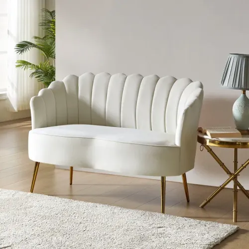 Velvet Loveseat (Ivory)