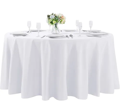 White Tablecloth - 132 Inch Round