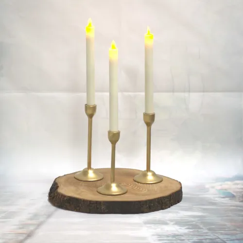 Cream Luxe Flickering Flame LED Wax Dinner Candles
