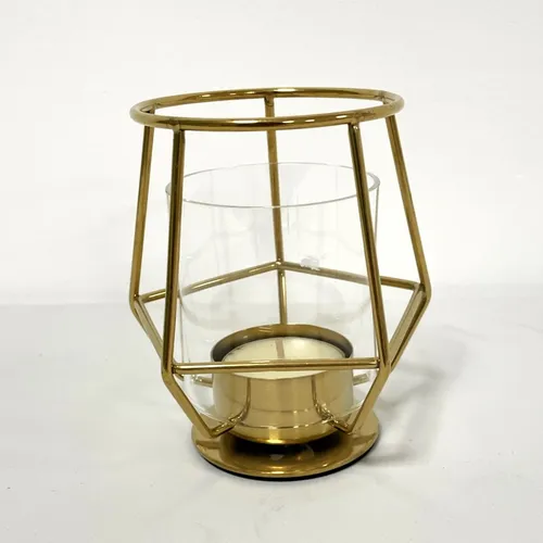 Candle Holder - gold cage - tea lights