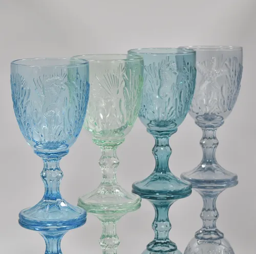 Embossed marine wine goblet - multi-coloured