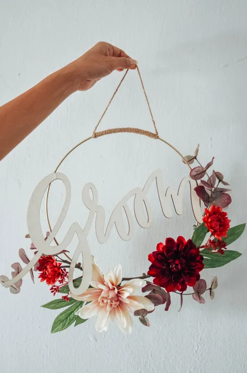 'Groom' Autumn Orange Chair Signage