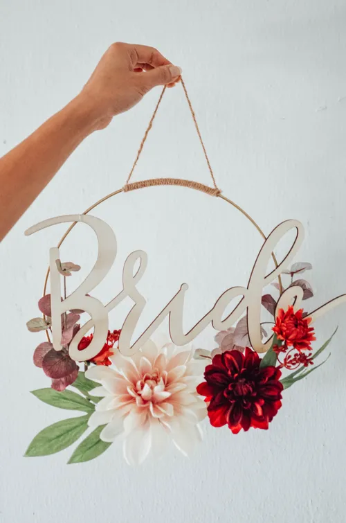 'Bride' Autumn Orange Flower Ring Chair Signage