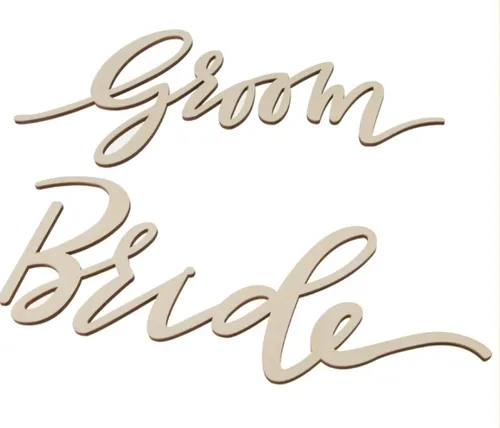 Bride + Groom Wooden Signage