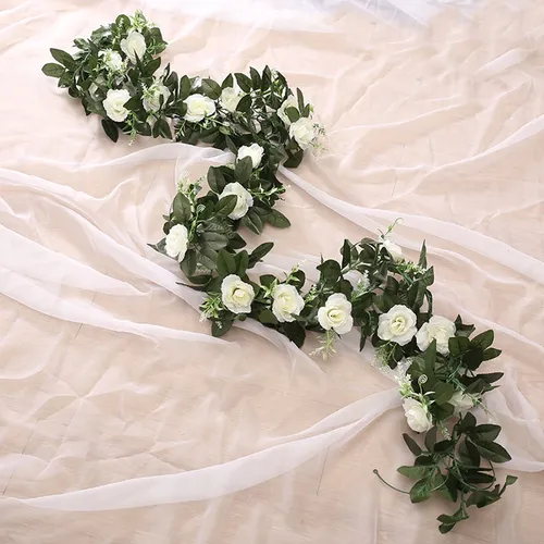 Artificial Rose Garland Vine (White)