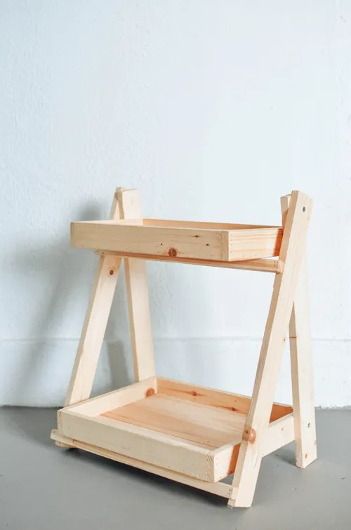 2 Tier Light Wood Display Cart