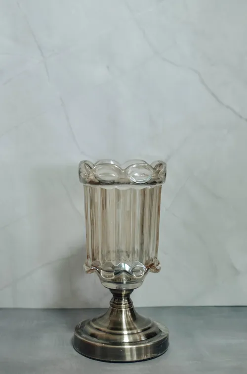 Silver European Glass Flower Vase