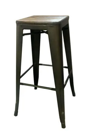 Rustic Wood Top Metal Bar Stools