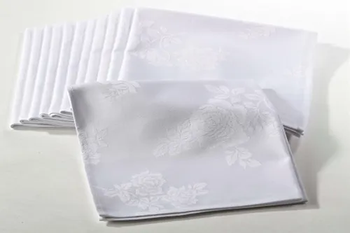 White Damask Dinner Napkins