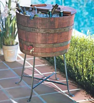 Wine Barrel Ice Tub on Stand