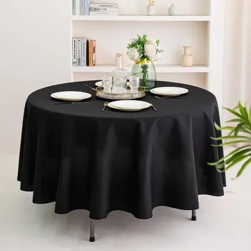 3.4m Black Round Tablecloth
