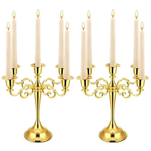 Elegant Candle Holders (31-Inch Elegant Gold 3-Arm Candle Holders)