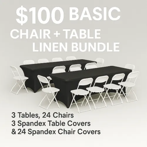 $100 Basic Chair + Table + Linen bundle