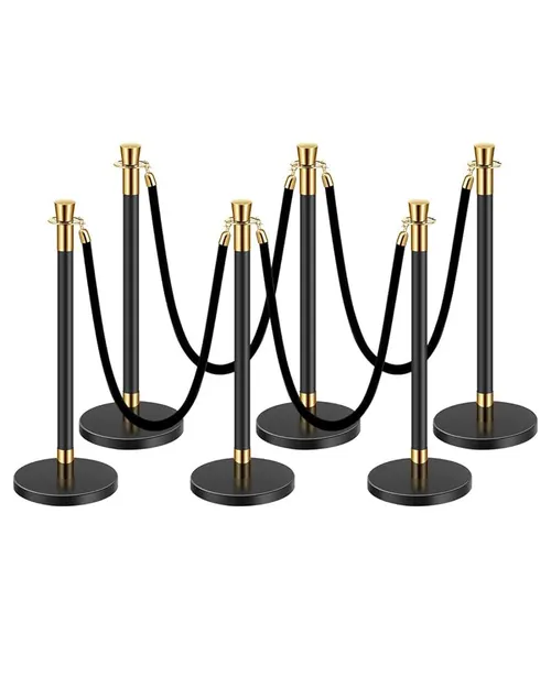 Black Stanchions – 6 Posts, 4 Ropes