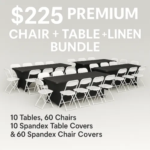 $225 Premium Chair + Table + Linen Bundle 
