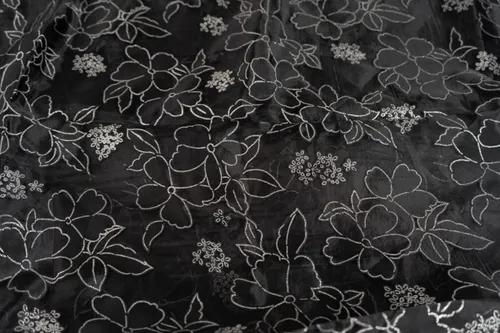 Black Silver Floral See-through Background 10x4