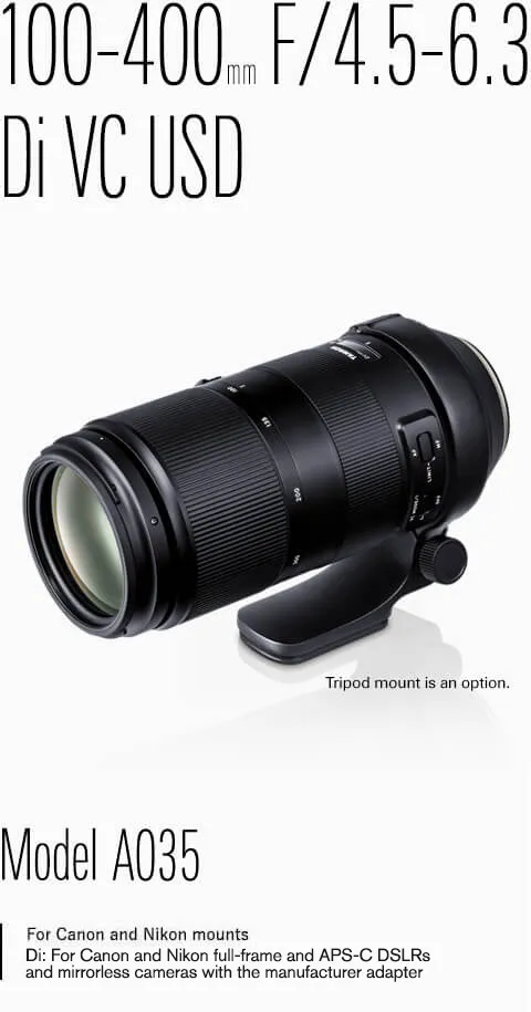 Tamron for Nikon 100-400mm f/4.5-6.3 lens