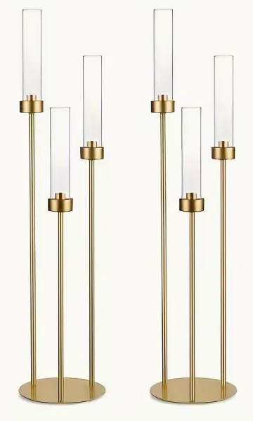Candle Holder, Three -Arm Centerpiece (Gold) 
