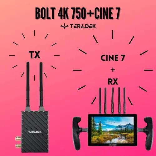 Kit Bolt 4K 750 TX + 1 Módulo RX Bolt 4K 750 TERADEK + Monitor CINE 7 SMALLHD