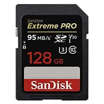 Cartão SD 128GB 95MB/s Extreme Pro U3 Classe 10 V30 SANDISK