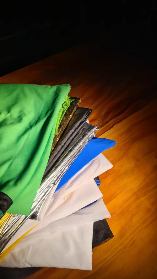 Kit de 10 Panos 2x2m para Butterfly (Voil, Nylon/Paraquedas, Lightgrid, Fullgrid, Filó Preto Simples, Ultrabounce, Prateado, Dourado, Verde e Azul) CALANGOTEX