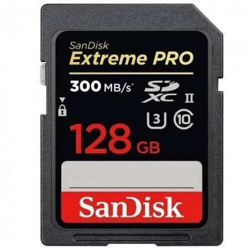 Cartão SD 128GB 300 MB/s Extreme Pro U3 Classe 10 SANDISK