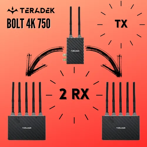 Kit Teradek Bolt 4K LT 750 (1 TX + 2 RX) // 1 TX + 2 RX Originais