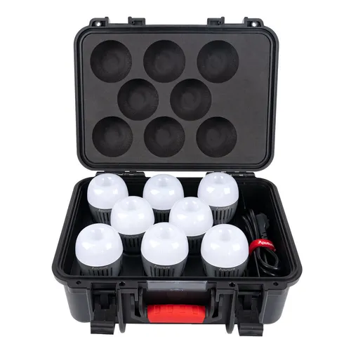 Kit 8 Lâmpadas Accent B7c (RGBWW) com Case de Carregamento Aputure