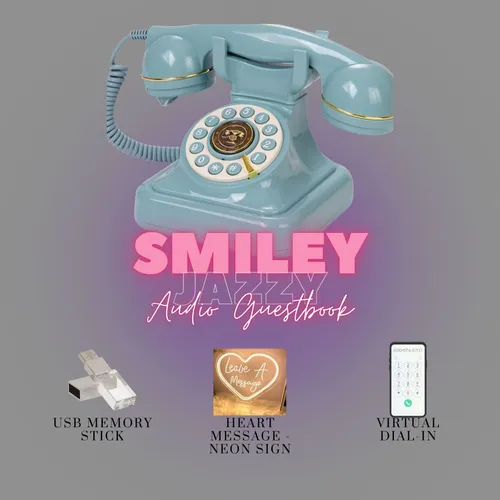 Smiley (Powder Blue) Jazzy - Audio Guestbook Rental - Black Friday Sale