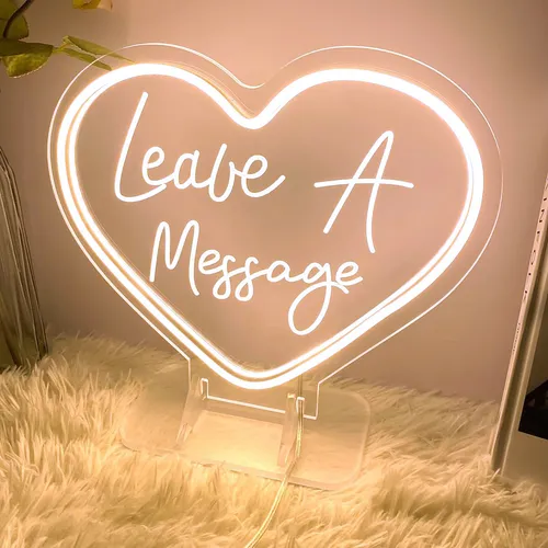 Neon Heart Sign - Leave a Message