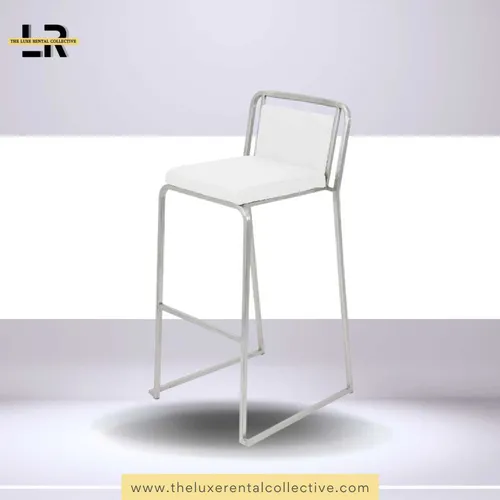 Silver and White Barstool Chair (R)