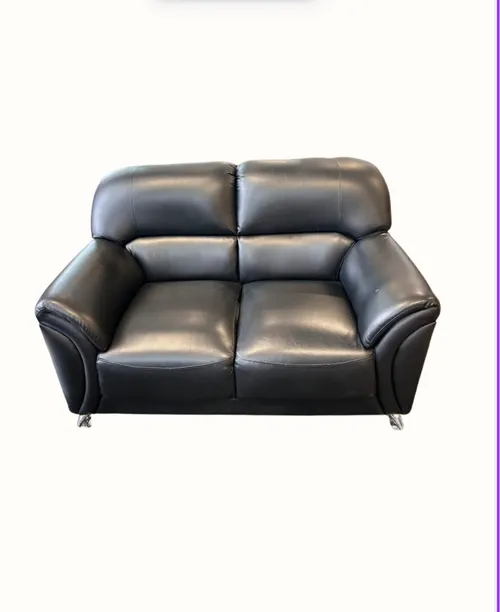 Leather black corporate loveseat
