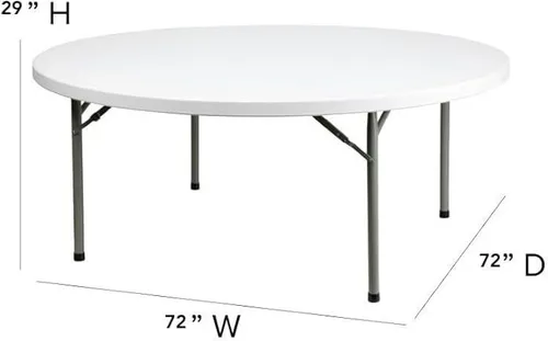 72'' Round White Folding Table